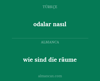 wie sind die räume - odalar nasıl