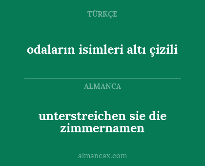 odaların isimleri altı çizili - unterstreichen sie die zimmernamen