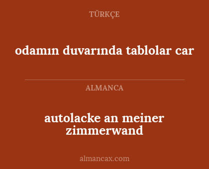 odamın duvarında tablolar car - autolacke an meiner zimmerwand