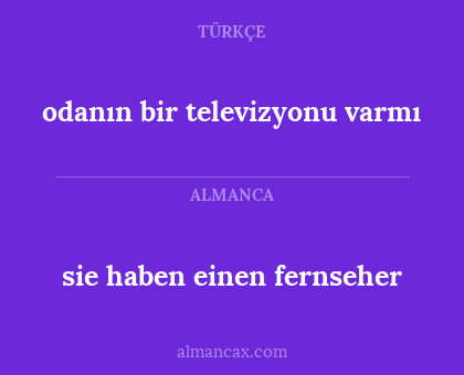 sie haben einen fernseher - odanın bir televizyonu varmı