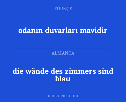 die wände des zimmers sind blau - odanın duvarları mavidir