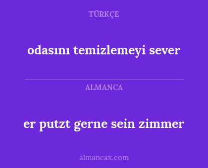 odasını temizlemeyi sever - er putzt gerne sein zimmer
