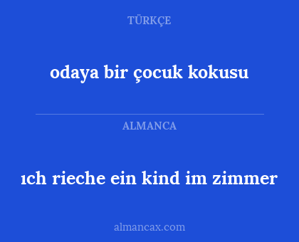 ıch rieche ein kind im zimmer - odaya bir çocuk kokusu