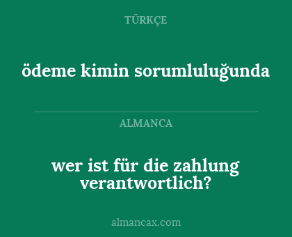 wer ist für die zahlung verantwortlich? - ödeme kimin sorumluluğunda
