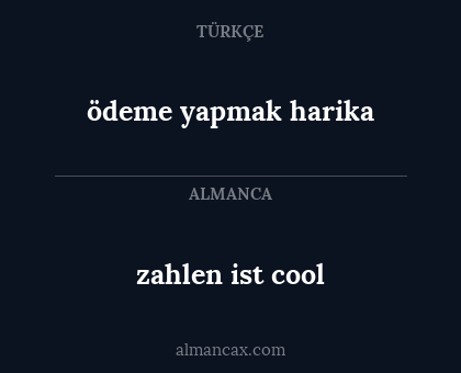 zahlen ist cool - ödeme yapmak harika