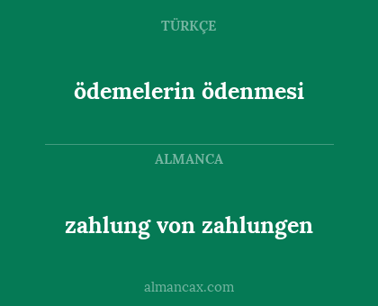 ödemelerin ödenmesi - zahlung von zahlungen