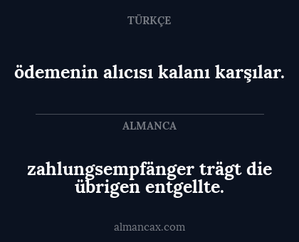 zahlungsempfänger trägt die übrigen entgellte. - ödemenin alıcısı kalanı karşılar.