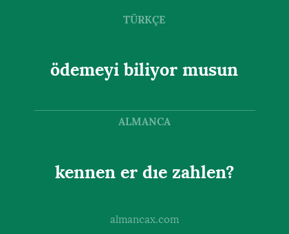 kennen er dıe zahlen? - ödemeyi biliyor musun