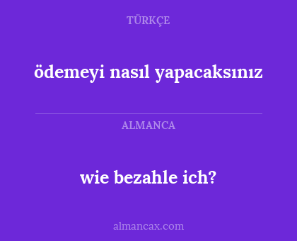 ödemeyi nasıl yapacaksınız - wie bezahle ich?