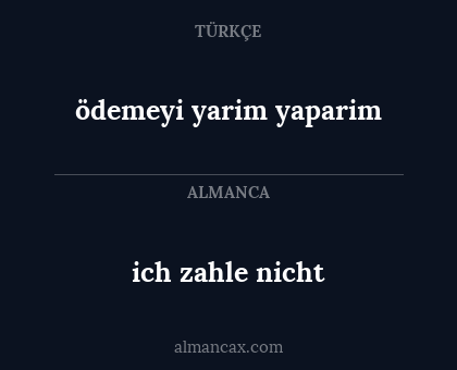 ich zahle nicht - ödemeyi yarim yaparim