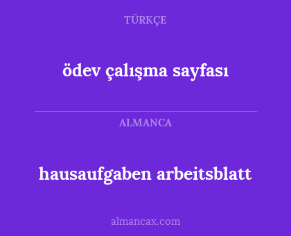 ödev çalışma sayfası - hausaufgaben arbeitsblatt
