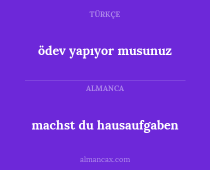 machst du hausaufgaben - ödev yapıyor musunuz