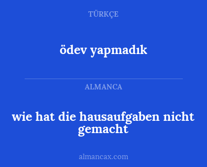 wie hat die hausaufgaben nicht gemacht - ödev yapmadık
