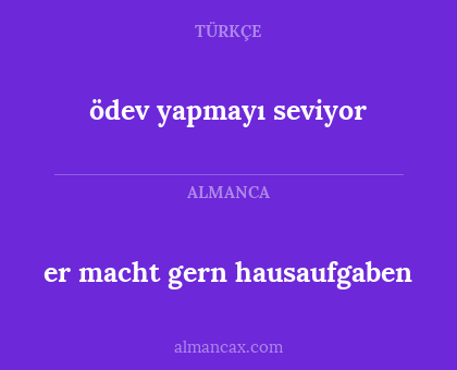 er macht gern hausaufgaben - ödev yapmayı seviyor