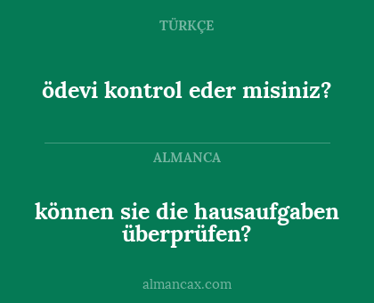 können sie die hausaufgaben überprüfen? - ödevi kontrol eder misiniz?