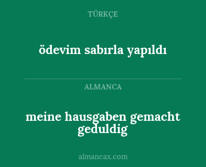 ödevim sabırla yapıldı - meine hausgaben gemacht geduldig