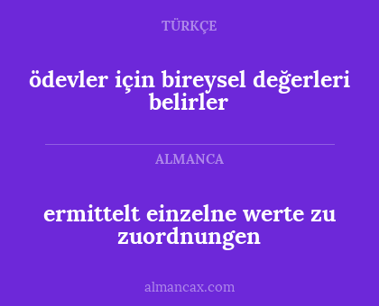 ödevler için bireysel değerleri belirler - ermittelt einzelne werte zu zuordnungen