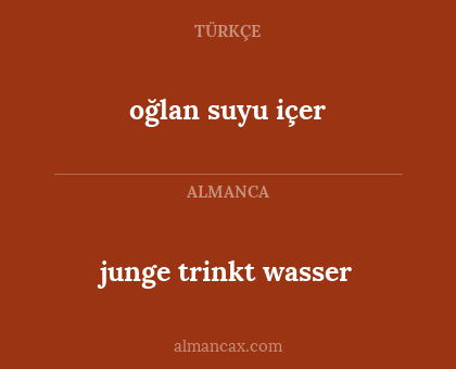 junge trinkt wasser - oğlan suyu içer
