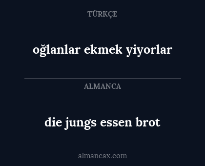 die jungs essen brot - oğlanlar ekmek yiyorlar