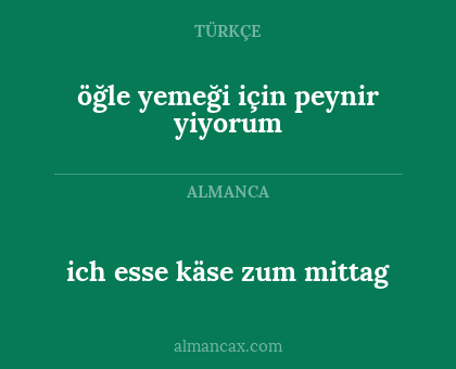 ich esse käse zum mittag - öğle yemeği için peynir yiyorum