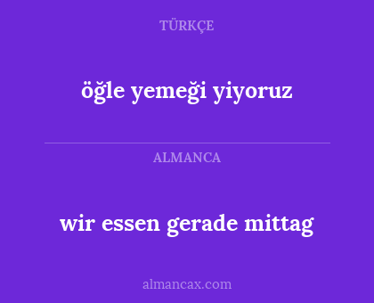 wir essen gerade mittag - öğle yemeği yiyoruz