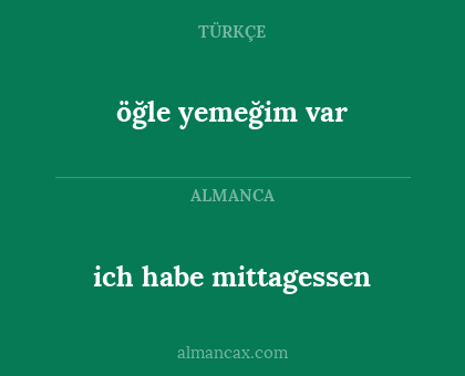 ich habe mittagessen - öğle yemeğim var