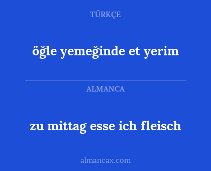 öğle yemeğinde et yerim - zu mittag esse ich fleisch