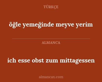 ich esse obst zum mittagessen - öğle yemeğinde meyve yerim