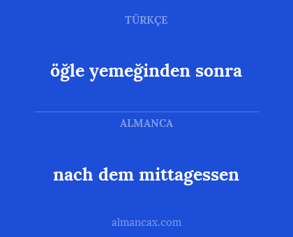 öğle yemeğinden sonra - nach dem mittagessen
