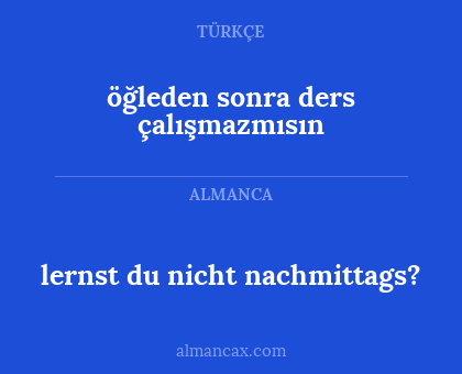 lernst du nicht nachmittags? - öğleden sonra ders çalışmazmısın