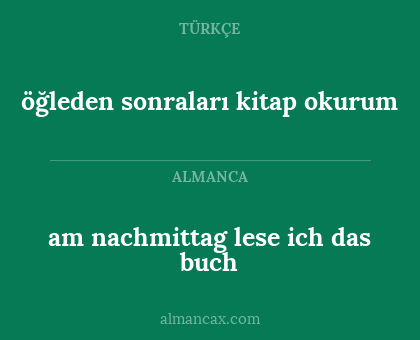 am nachmittag lese ich das buch - öğleden sonraları kitap okurum