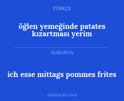 öğlen yemeğinde patates kızartması yerim - ich esse mittags pommes frites