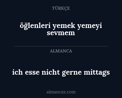 ich esse nicht gerne mittags - öğlenleri yemek yemeyi sevmem