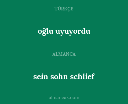 sein sohn schlief - oğlu uyuyordu