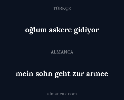 mein sohn geht zur armee - oğlum askere gidiyor