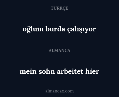 mein sohn arbeitet hier - oğlum burda çalışıyor