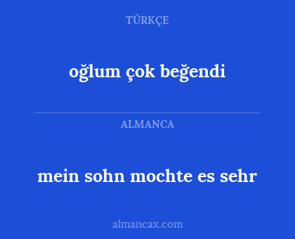 oğlum çok beğendi - mein sohn mochte es sehr
