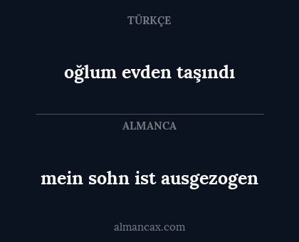 mein sohn ist ausgezogen - oğlum evden taşındı