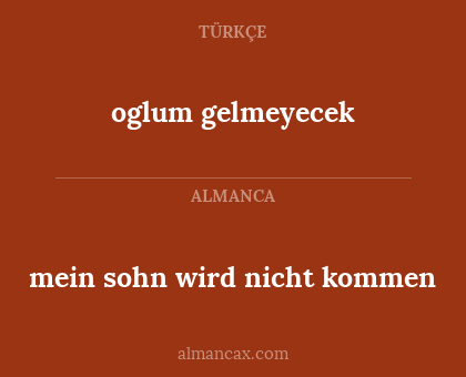 mein sohn wird nicht kommen - oglum gelmeyecek