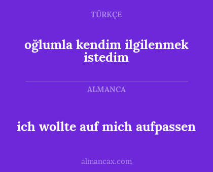 ich wollte auf mich aufpassen - oğlumla kendim ilgilenmek istedim