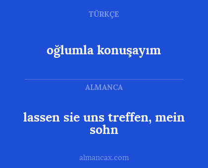 lassen sie uns treffen, mein sohn - oğlumla konuşayım
