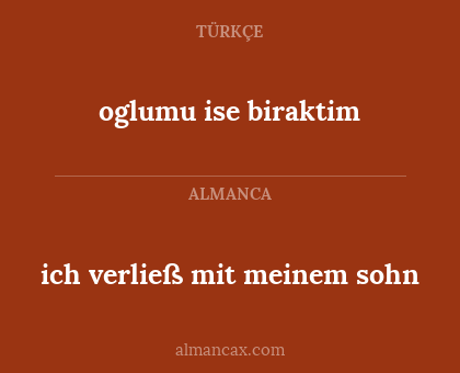 oglumu ise biraktim - ich verließ mit meinem sohn