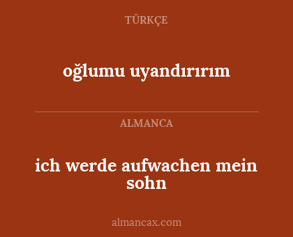 ich werde aufwachen mein sohn - oğlumu uyandırırım