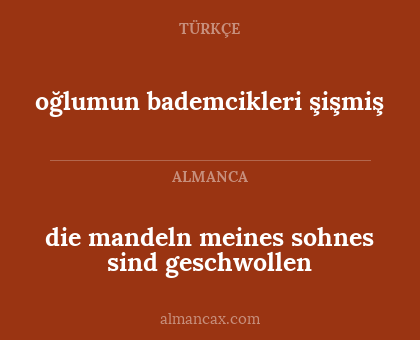 die mandeln meines sohnes sind geschwollen - oğlumun bademcikleri şişmiş