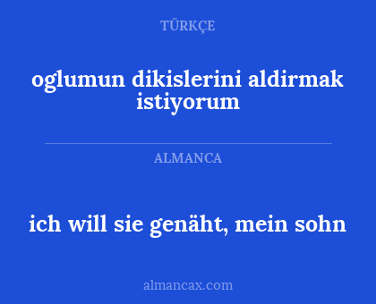 ich will sie genäht, mein sohn - oglumun dikislerini aldirmak istiyorum