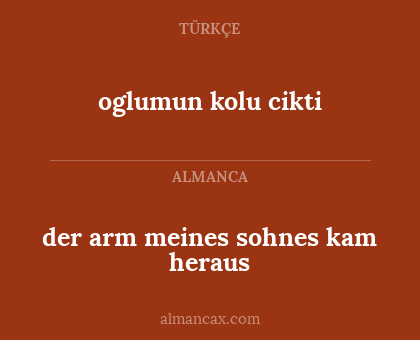 oglumun kolu cikti - der arm meines sohnes kam heraus