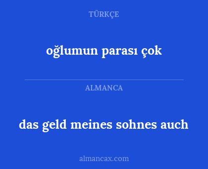 das geld meines sohnes auch - oğlumun parası çok