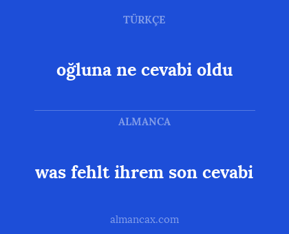 oğluna ne cevabi oldu - was fehlt ihrem son cevabi