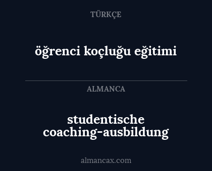 studentische coaching-ausbildung - öğrenci koçluğu eğitimi