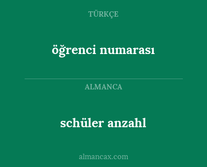 schüler anzahl - öğrenci numarası